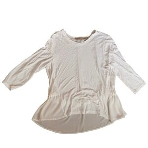 Carmela Achaval Mixed Media Peplum Top – Ivory – Size M